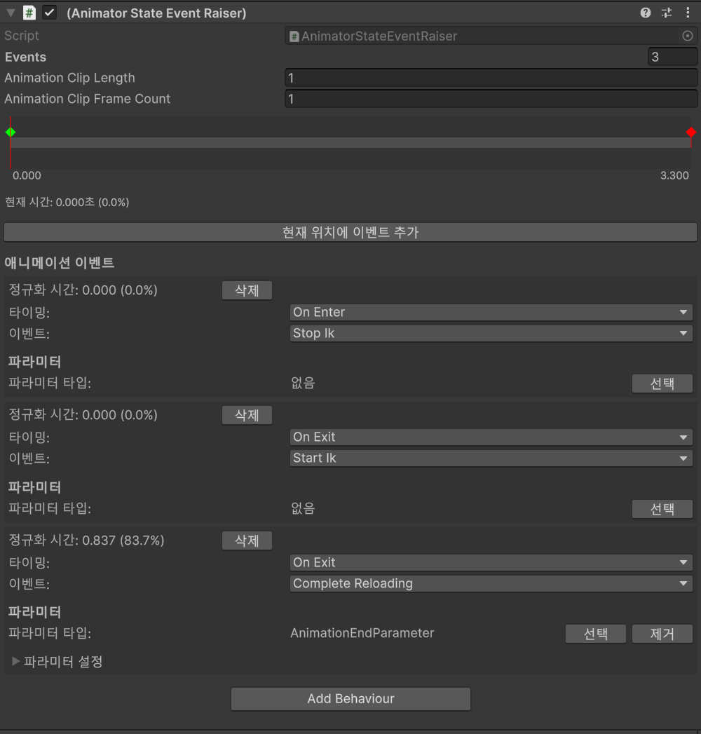 Animator State에서 이벤트를 발생시키기 위한 Event Raiser